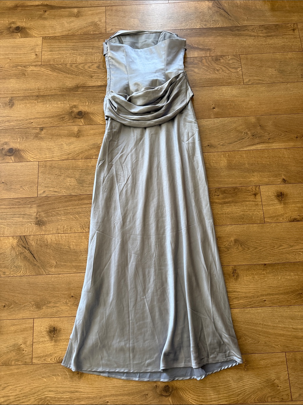 Meshki Jasmine Strapless Satin Evening Dress- Frosted Blue — image 8 of 8
